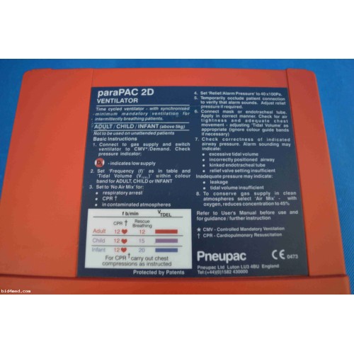 Pneupac paraPAC Ventilator