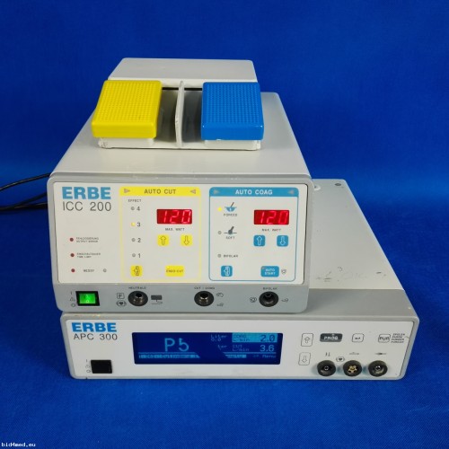ERBE ICC 200 electrosurgical unit with footswitch and APC 300 module