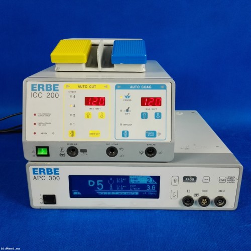 ERBE ICC 200 electrosurgical unit with footswitch and APC 300 module