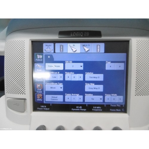 GE Logiq E9​ ultrasound machine with 2 transducers