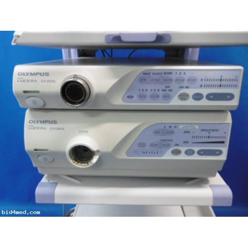 Olympus Endoscope Video System CV-260SL & CLV-260SL monitor, trolley, keyboard